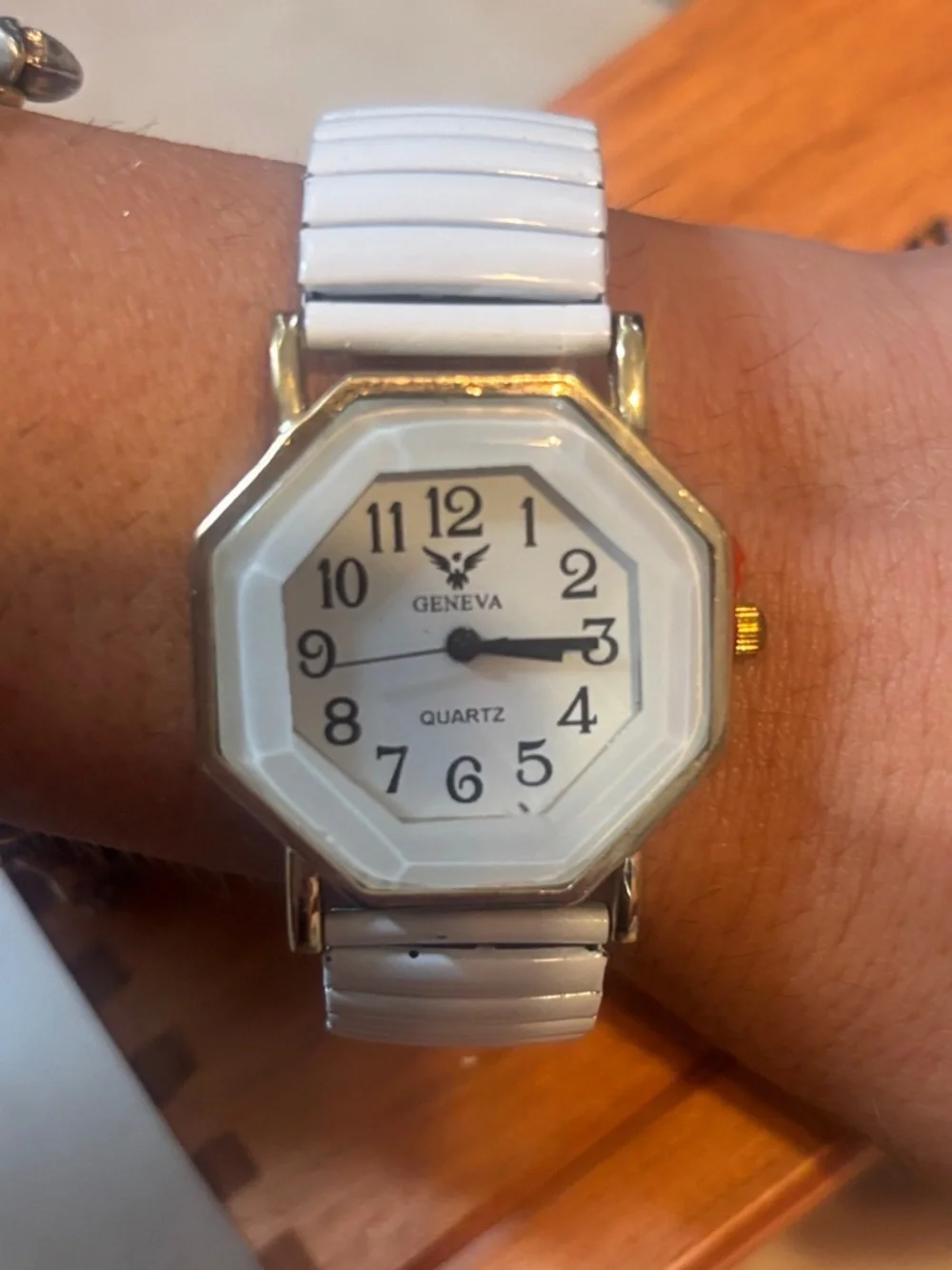 Geneva White and Gold Octagonal Dial Quartz Watch
